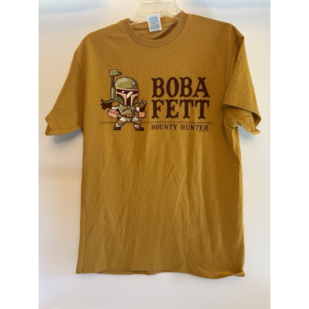 Star Wars Boba Fett Bounty Hunter Graphic T-Shirt Men Adult Size Medium M Yellow